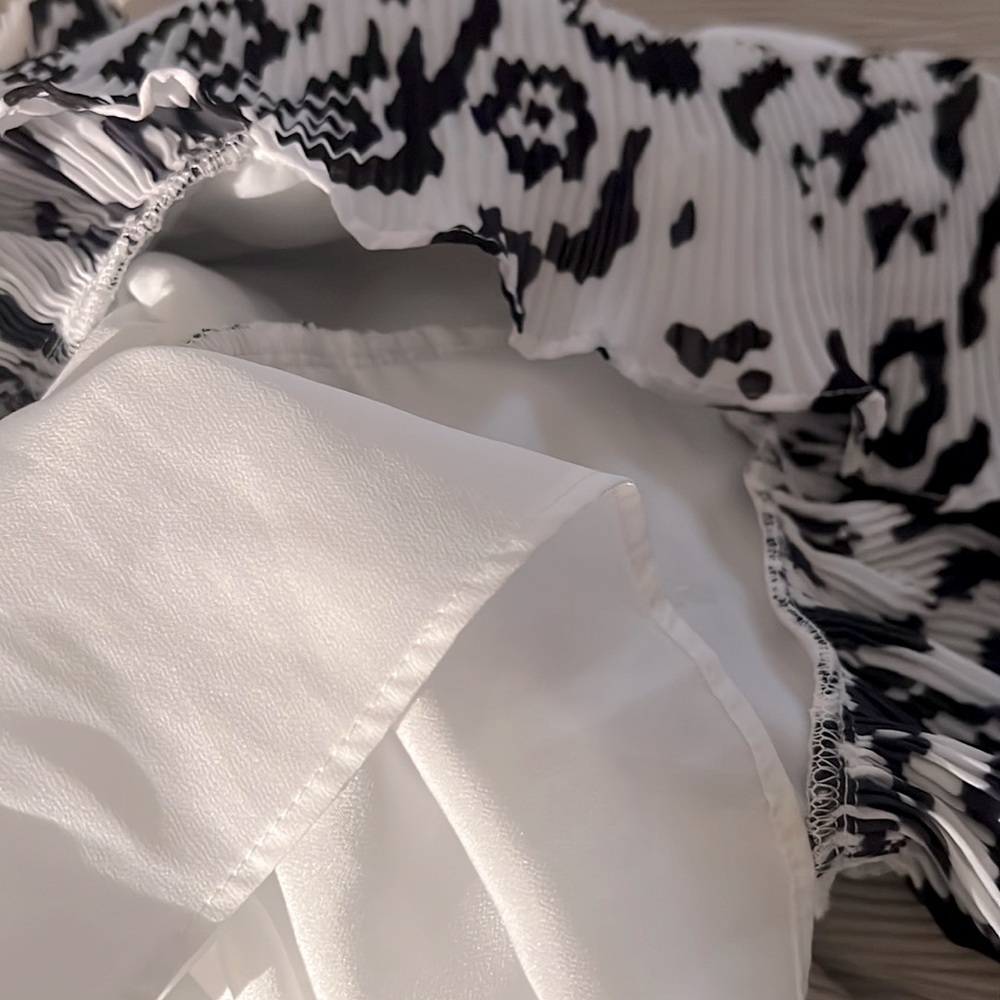SELF PORTRAIT Leopard-print Plissé-chiffon Mini Dress In White | Black Sz 2 - Picture 8 of 10
